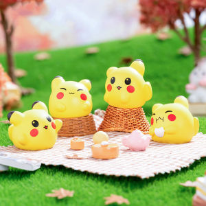 Set 4 pikachu tí hon trang trí đỉnh màn hình gương xe decor góc làm việc taplo xe hơi xe máy