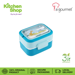 La gourmet Ray of Hope 1.2L 2 Tier Tiffin Carrier | Comes with Cutlery | Leak Proof | Space Saving