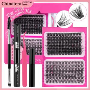 Eyelash Extension Kit with Bond Seal and Remover Fluffy Cluster Lashes Kit with Brush and Tweezers 10-16mm for Beginners