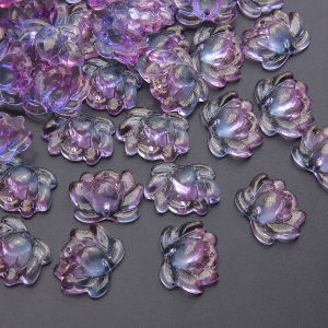 5pcs 22x16mm Colorful Glass Beads Double Hole Lotus Flower Beads Loose Spacer Beads For Handmade Bracelet Necklace Earring Keychain DIY Craft Jewelry Making Accessories