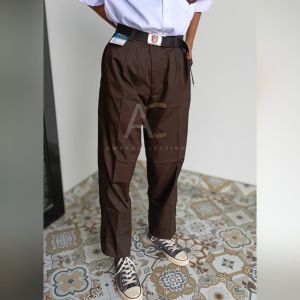 Celana SD Coklat Pramuka Panjang Pinggang pakai Karet Kain Drill