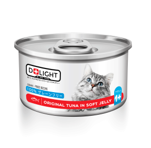 D+LIGHT ดีไลท์ อาหารแมว ทูน่าพรีเมี่ยมในเจลลี่นุ่ม 80G