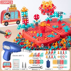 Bộ đồ chơi kỹ sư lắp ráp kèm khoan điện cho bé - đồ chơi vặn ốc vít - Cho bé từ 3 tuổi