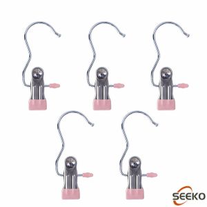 Seeko Windproof with Hook Clothes Drying Clips Clothes Drying Hanger Stainless Steel Anti-slip Clip 5