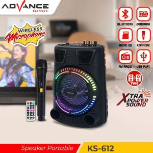 Advance KS612 Speaker Bluetooth Hifi Karaoke Wireless Portable Super Bass Aktif BONUS Mic Wireless