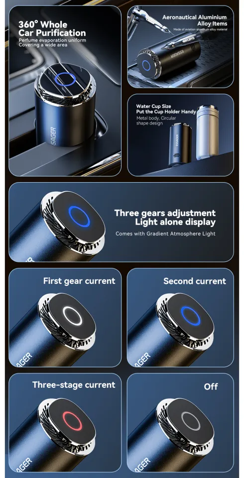 Essager Car Solid Aromatherapy Machine Arc 360° Air outlet Solid Aromatherapy Vehicle Aromatherapy (Cologne) ion Purification Balm Comfortable Bacteriostatic Odor Removal