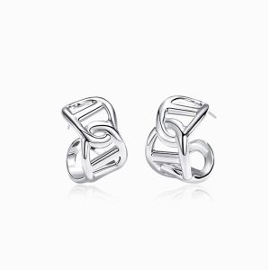 ต่างหูห่วงครึ่งวงงานหนาเรียบง่ายต่างหูแฟชั่นระดับไฮเอนด์ต่างหูกลมดีไซน์สวยเก๋