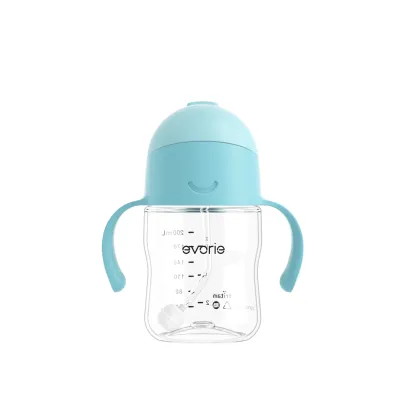 Evorie Tritan Weighted Straw Sippy Cup with Handles for Baby and Toddler 6 months+ 200mL Infant Straw Water Bottle | Richell Bbox Pigeon Avent Hegen