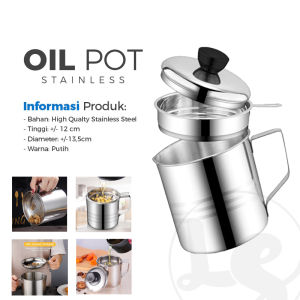 Oil pot botol minyak Stainless tempat saringan minyak 13L Wadah Minyak Bekas Goreng tahan panas saringan jumbo