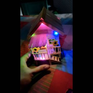miniatur rumah panggung LED stik es krim prakarya kerajinan tangan tugas sekolah pajangan rumah