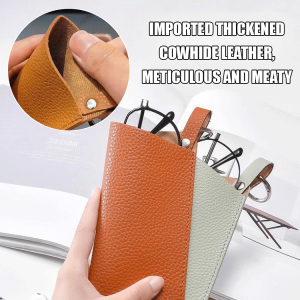 Glasses Storage Bag Convenient Leather Hanging Bag Key Ring Sunglasses Case Leather Glasses Bag Leather Eyeglasses Case Convenient Sunglasses Bag