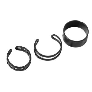 Salime 3 6pcs Vintage Black Rings Set For Women Girls Punk Metallic Geometric Simple