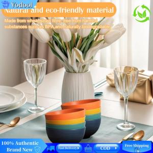 [Vodool Brand Center]16Pcs Wheat Straw Cutlery Heat Resist Portable Cutlery Set Reusable Unbreakable Dinnerware Set for Home Gathering Party
