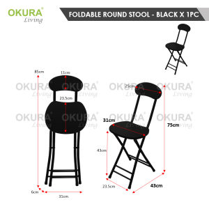 OKURA Set Of Foldable Round Table + Foldable Stool / Portable Dining Room Set / Camping Table / Meja Lipat / Meja Makan