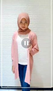 OUTFIT RAJUT Longkardi Belle Atasan Wanita Motif Saku Lengan Panjang