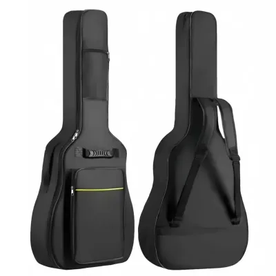 40/41 Inch Acoustic Guitar Bag Double Strap Waterproof Cotton Padded Black Guitar Backpack Case Musical Instrument Bag