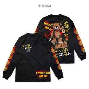 Kaos Lengan Panjang Triad T-Shirt Longsleeve 24s Putih Tshirt Graffiti | Bear Justice | Black | Baju Long Sleeve A4954