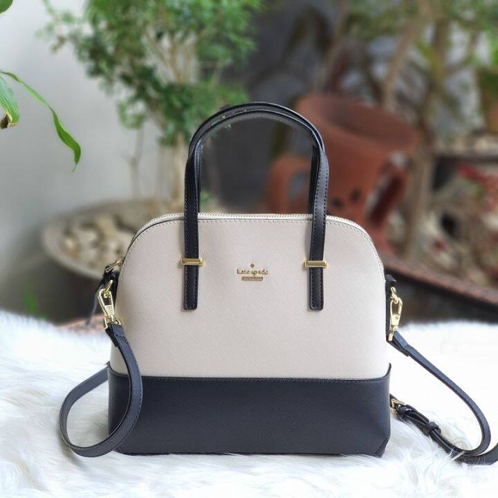 Kate spade black hot sale and white satchel