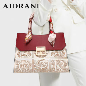 Aidrani หนังผู้หญิงกระเป๋าถือฤดูใบไม้ผลิฤดูร้อนใหม่เย็บปักถักร้อยสีชนพรีเมี่ยมหนังวัววัยกลางคนกระเป๋าสะพายแม่
