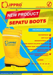 LIPPRO Sepatu Boot Karet Kuning Ujung Besi Tinggi Proyek - Safety First Rain Boots Shoes Rainboots