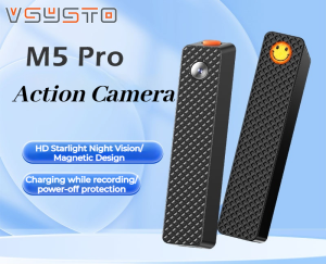 VSYSTO Waterproof Mini Sports Camera M5 Pro with HD 1080P Lens Voice Recording Magnetic Mount Lightweight for Motorcycle Vlogging