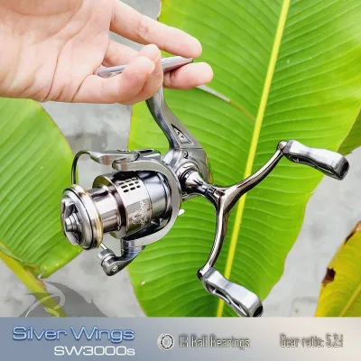 Máy câu cá máy câu lure kim loại cối nông siêu êm tay quay đôi cân bằng Silver bạc S3000