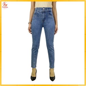 Stretch Skinny High Waist Jeans Unfinished Cut dengan 2 Kancing / Celana Jeans Panjang CF P594