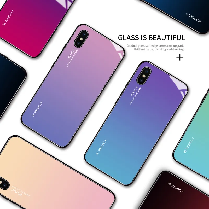Hontinga Casing Case For Realme Case Realme Narzo 20 Pro Case Luxury  Aurora Rainbow Casing Gradient Series Case Shockproof Tempered Glass Phone  Case