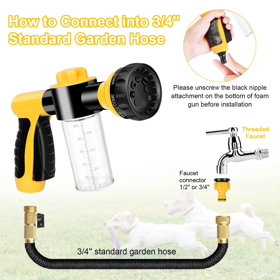 8TH Dog Shower Sprayer Set Soap Dispenser Dog Bathing Set Hose