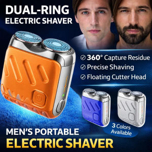 Rotary Dual-Ring Electric Shaver Travel Portable Mens Electric Razor Beard Trimmer Waterproof Type-C Rechargeable