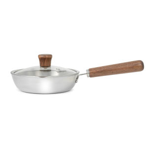 Chảo Inox 3 lớp đúc liền khối miệng rót Kalpen Rinmer 16cm kèm vung kính bảo hành 5 năm