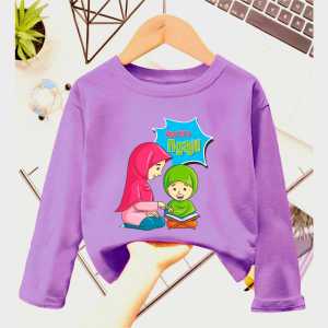 Atasan Kaos Anak Perempuan Lengan Panjang Motif HIJAB Untuk Usia 1-12 Thn