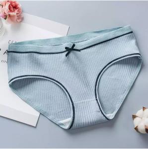 INTIMA 1PC Panty for Women Screw Thread Cotton Underwear Mid-Waist Breathable Lovely Bowknot Girls Briefs Antibacterial Crotch Panties Female Lingerie