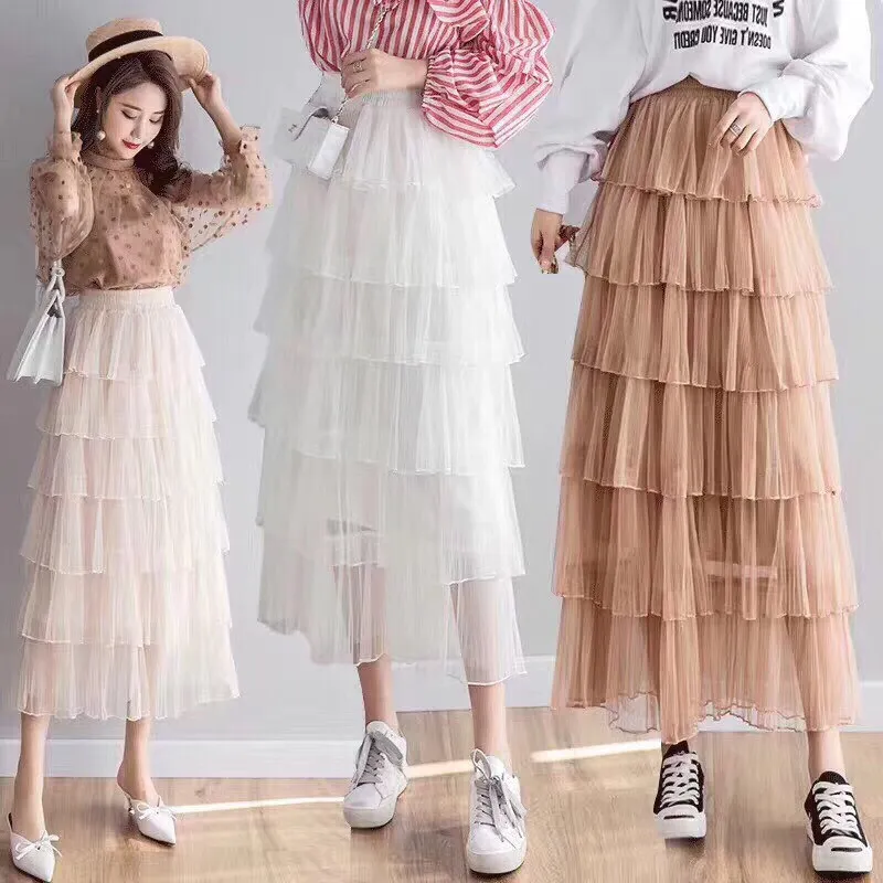 Chân váy dài Kill System Annie 2 lớp nhiều tầng màu đen và trắng | Shopee  Việt Nam