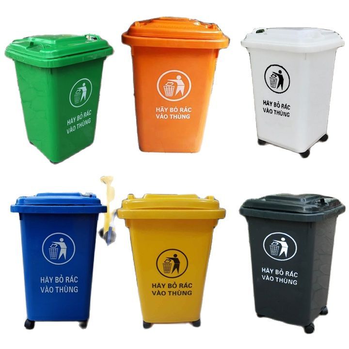 Thùng rác nhựa 60 lít - thùng rác 60l có bánh xe
