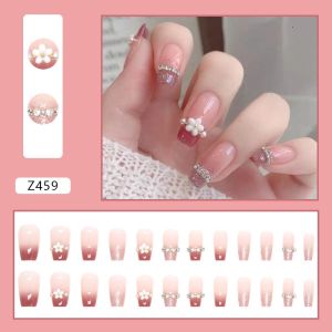 Set móng tay Nails By Mia 24 móng tinh khiết mong muốn hoa rực rỡ Ngọc Trai Chuỗi kim cương Z459