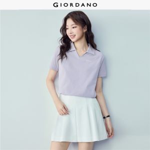 GIORDANO Women Polo Shirt Lapel Raglan Polo Shirt Casual Stylish Trendy Elegant Comfortable Fashion Classic 13316405