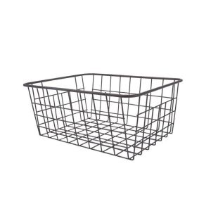 VGLPOP Black/White Iron Wired Basket with Built-in Handles Large Capacity Metal Wire Storage Basket Practical Hollow Food Storage Organizer for Bathroom