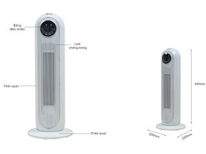 Quạt sưởi gốm Ceramic để sàn FujiE CH-2300 1200W/2200W 15-20m2 3 chế độ màn hình LCD xuất xứ chính hãng