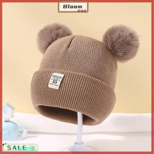 Follow Get New[Bloom Z] Cute Winter Hat Solid Color Wool Knitted Bonnet Bebe Newborn Baby Hat Pompom For Kids Boys Girls Children Warm Cap