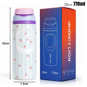 Minimalist Stainless Steel Vacuum Tumbler One Click Open Hot Cold Cup Portable Flask for Office Travel and Gym- HoneyLion