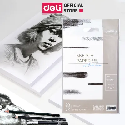 Giấy vẽ phác thảo 20 tờ A3 180gsm DELI giấy vẽ chuyên dụng màu chì sketch paper- 73613/73611/73607