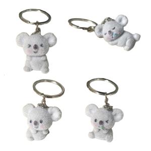 Playful Flocking Designs Koala Keychain Stylish Koala Keychain Pendant Soft Fabric Key Chain Charm For Daily Use