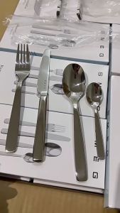 SMEG Polished Silver 4piece Tableware  Western Food Knives Forks and Spoons Tableware Set High Quality Kitchen Utensils