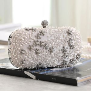 Womens Clutch Bag Crystal Pearl Clutch Purse Luxury Handbag Embroidery Evening Bag Wedding Bag for Bridal Shoulder Bag