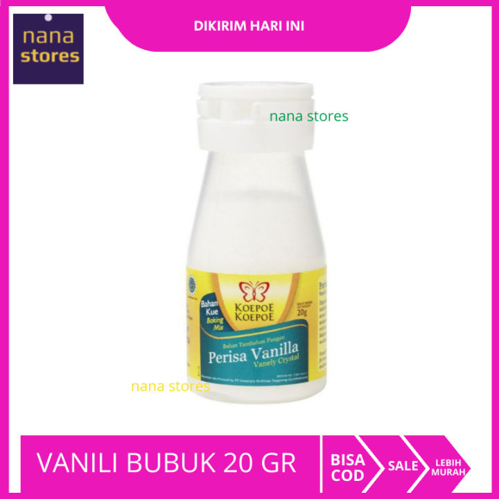 Vanili Bubuk Botol Untuk Kue Cap Koepoe koepoe 20 gr, Perisa Vanila Berat 20 gr