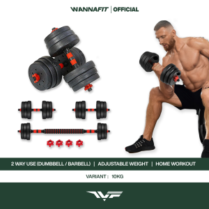 WANNAFIT Barbell / Dumbbell Set 10kg Adjustable | Alat Latihan Beban