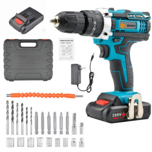 BOHU สว่านไร้สาย288VF สว่าน สว่านแบต อย่างดี 2ก้อน พร้อม ดอกสว่าน และอุปกรณ์ 32ชิ้น มีระบบกระแทก Cordless Impact Drill สว่านกระแทก ไร้สาย สว่านแบต