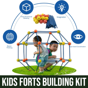 Kids Forts Building Kit Castet Plastic Building Blocks Set 3D Play House Building Toys DIY Beaded Block Tent Creative Fort Gifts