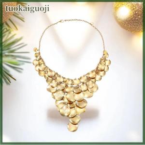 tuokaiguoji Phóng Đại kim loại tấm Thác tua Vòng cổ cho phụ nữ nhiều lớp dài vòng cổ Bohemian phong cách trang sức phụ kiện cổ